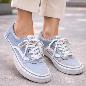 Vans Light Blue Canvas Sneakers Size 8.5 | Classic Lace-Up Low Top